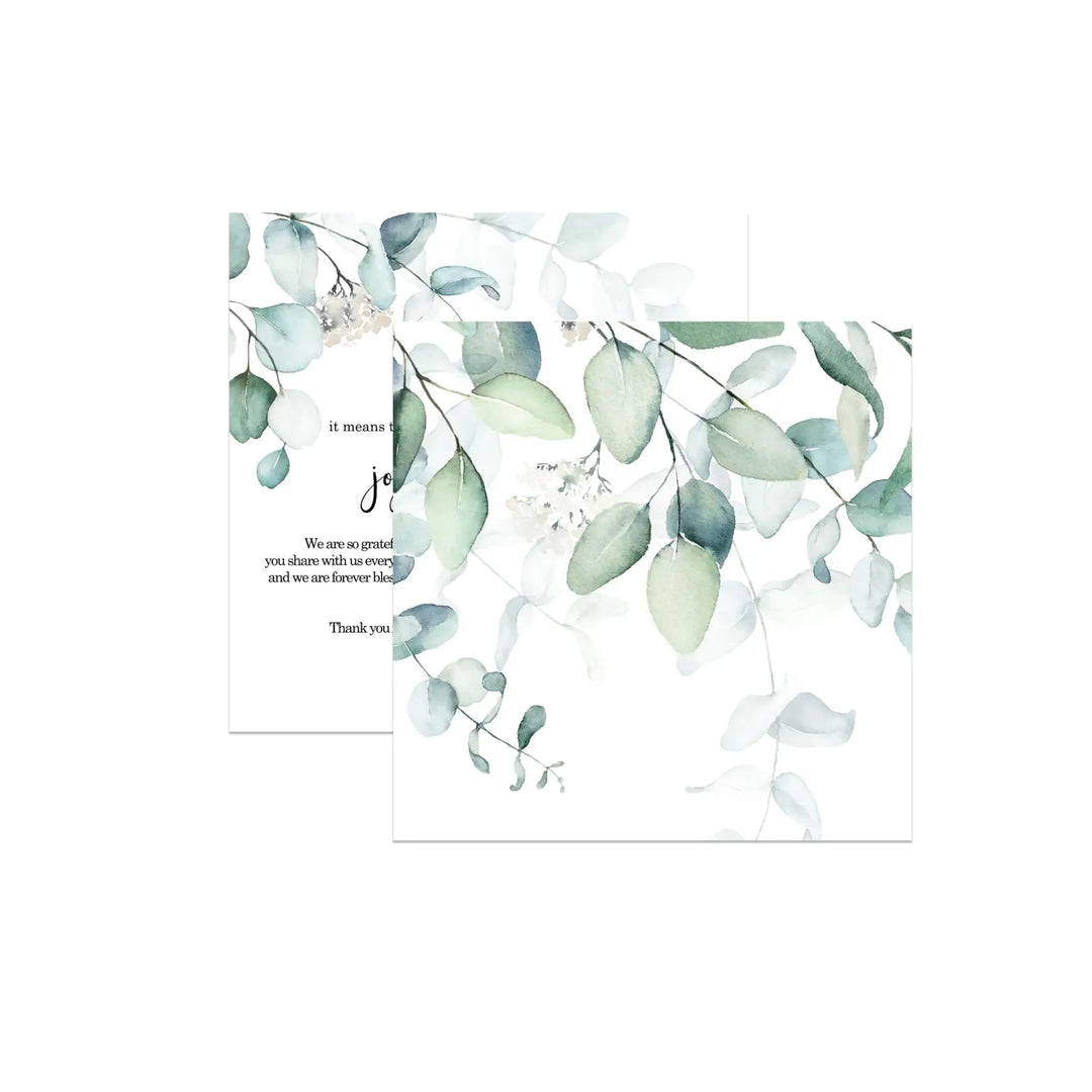 50-Pack Greenery Wedding Thank You Cards - 4x4 Bridal Table Centerpieces - Paper Clever Party