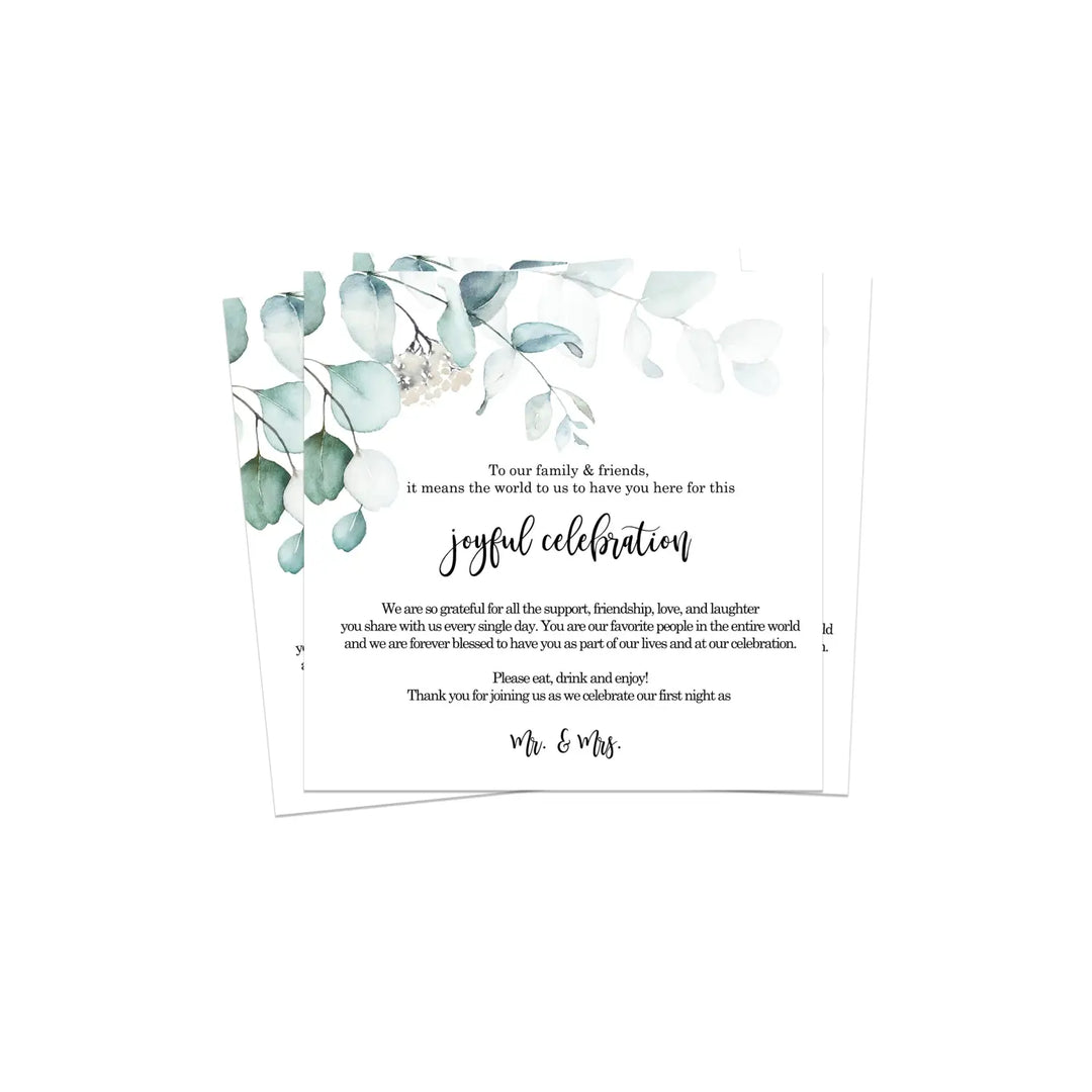 50-Pack Greenery Wedding Thank You Cards - 4x4 Bridal Table Centerpieces - Paper Clever Party