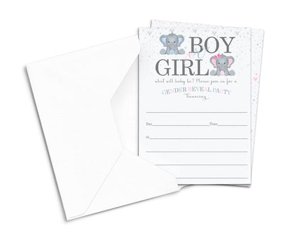 Elephant Gender Reveal InvitationsPaper Clever Party