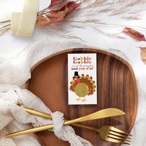 Turkey Scratch Off Cards, Thanksgiving Party Games for Adults, Family Dinner Activities Friendsgiving Scratcher Tickets, Pumpkin Favor Ideas, 30 Pack - Paper Clever Party