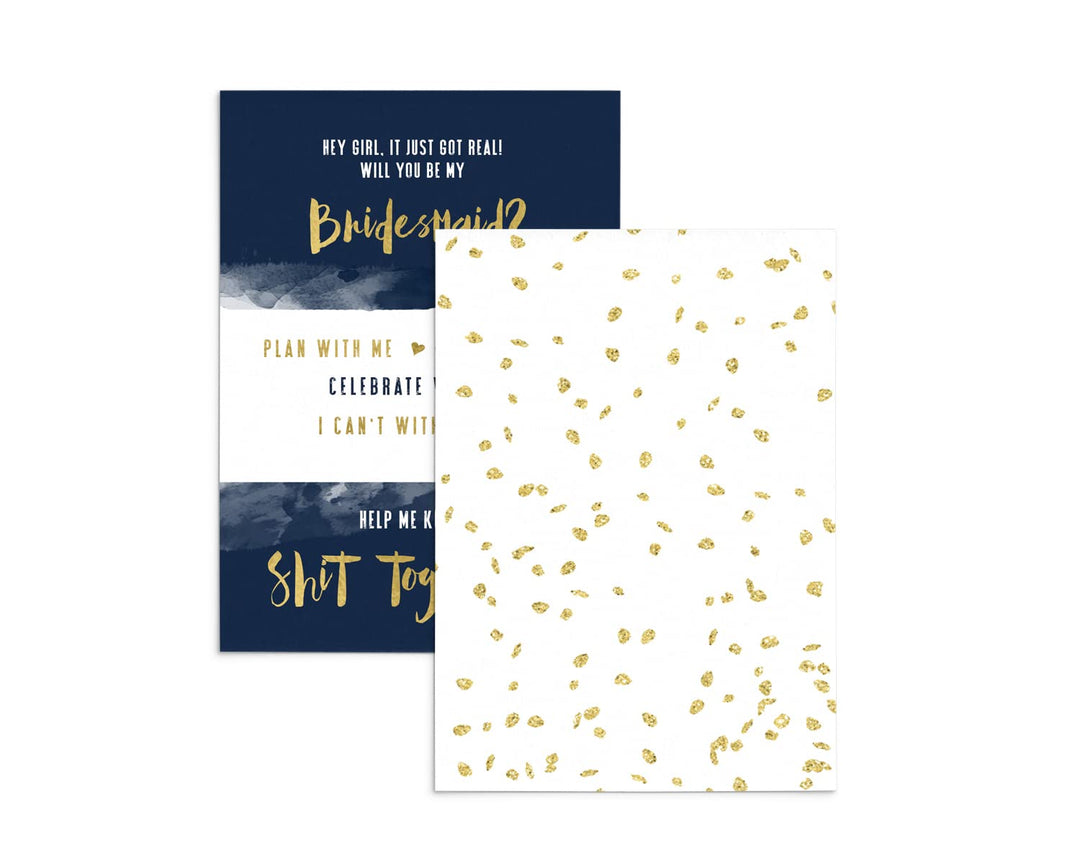 Navy and Blush Bridesmaid Invitation Cards (6-Pack) - Paper Clever Party