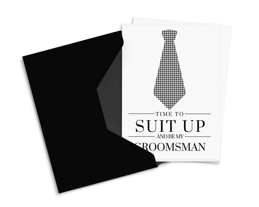 Modern Tie Groomsmen Wedding Invitations - 12-Pack with Black Envelopes - Paper Clever Party