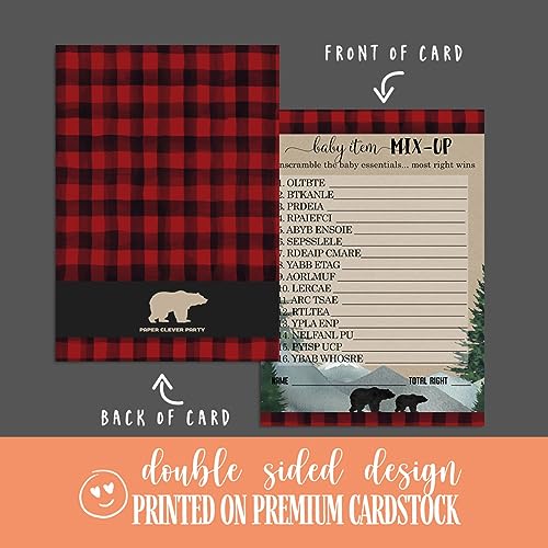 Lumberjack Baby Shower Game Word Scramble - Paper Clever Party