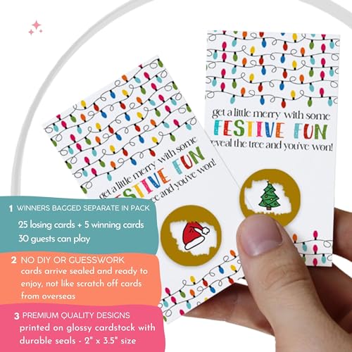Adults, Groups, Family, Holiday Scratcher Tickets, Xmas Favors, 30 PackPaper Clever Party