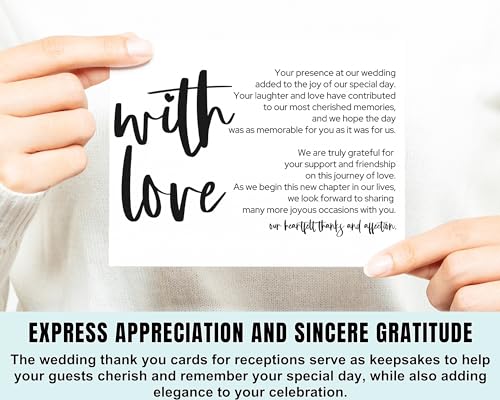 25-Pack Elegant Black & White Thank You Cards - 4x6 Wedding Reception Table Favors - Paper Clever Party