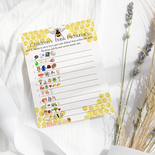 Mama Bee Emoji Baby Shower Game - Engaging Pictionary Storybook Guessing Game, Gender Neutral, 25 Card Pack, 5x7 CardsPaper Clever Party