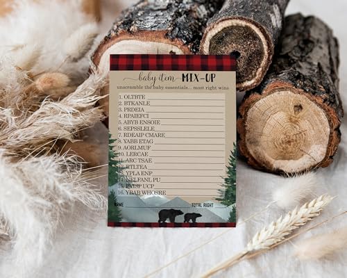 Lumberjack Baby Shower Game Word Scramble - Paper Clever Party