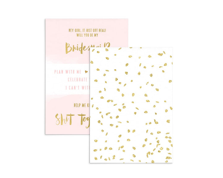 Blush and Gold Bridesmaid Proposal Cards (6-Pack) - Paper Clever Party