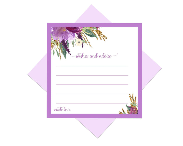 Modern Lilac & Gold Advice Cards - Paper Clever Party