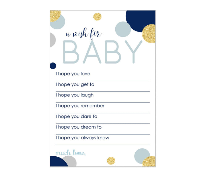 Navy & Gold Boy Baby Shower Advice Cards - 20-Pack Keepsake Wishes, 4x6 Memory Activity Set - Paper Clever Party