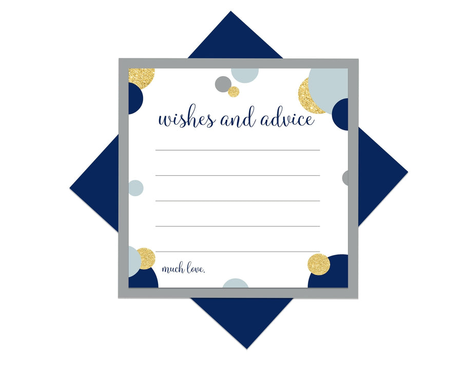 Navy & Gold Royal Prince Advice Cards - Paper Clever Party