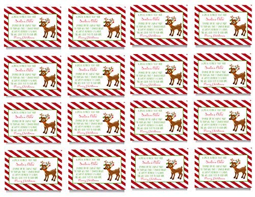 Reindeer Food for Christmas Eve, Kids Christmas Party Favors, Rudolph Holiday Party Supplies Red and White, Magic Reindeer Food Gift Tag Labels Folded, 16 Count - Paper Clever Party