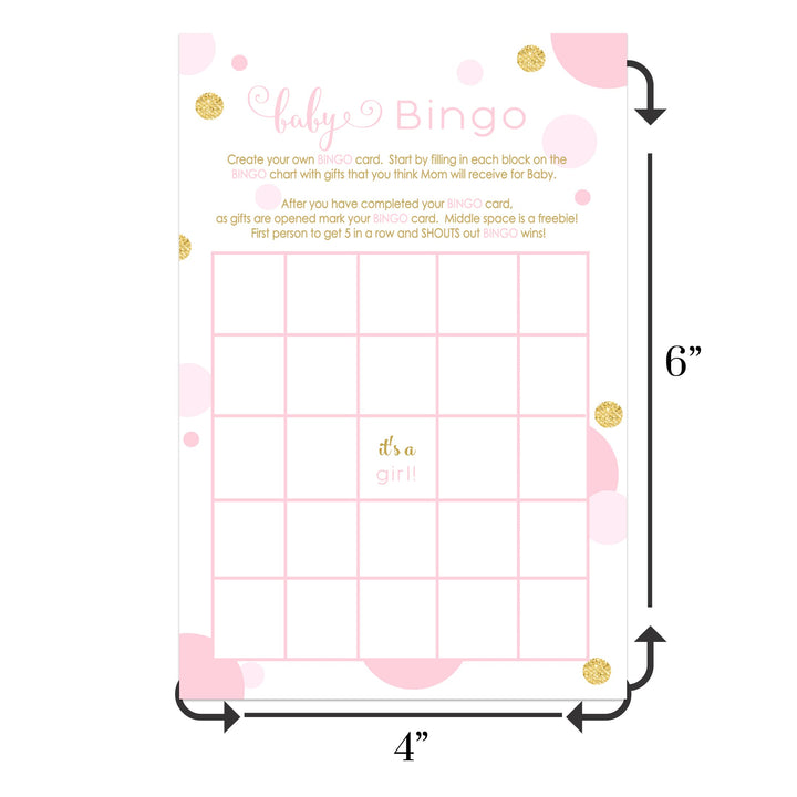 Baby Shower Bingo Game Cards - 25-Pack, Twinkle Little Star Theme, Pink & Gold Design - Paper Clever Party