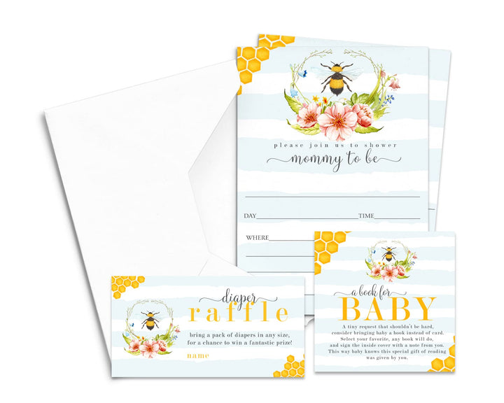 Sweet Bumblebee Baby Shower Invitation Kit (25 Count) - Paper Clever Party