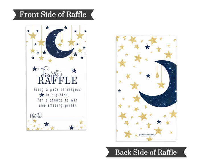 Twinkle Little Star Diaper Raffle Tickets for Boys - Baby Shower Game Inserts, 50 Pack - Paper Clever Party