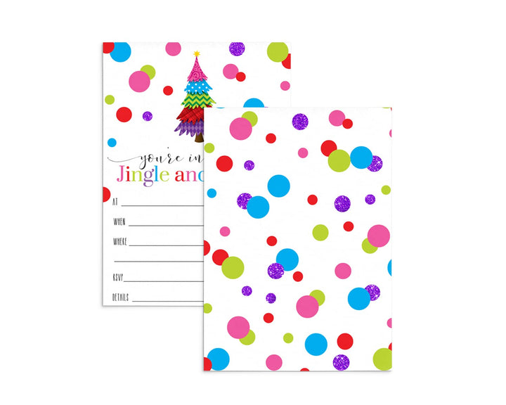 Festive Christmas Party Invitations, 25 Pack with Envelopes - Paper Clever Party