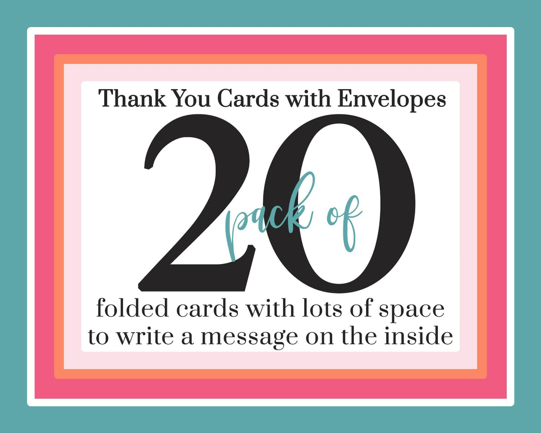 Adorable Pink Elephant Thank You Cards - 20-Pack for Girl Baby Showers, Jungle Princess Theme - Paper Clever Party