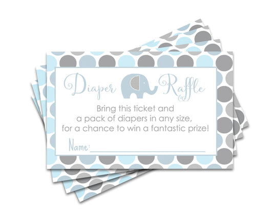 Paper Clever Party Blue Elephant Diaper Raffle TicketsPaper Clever Party