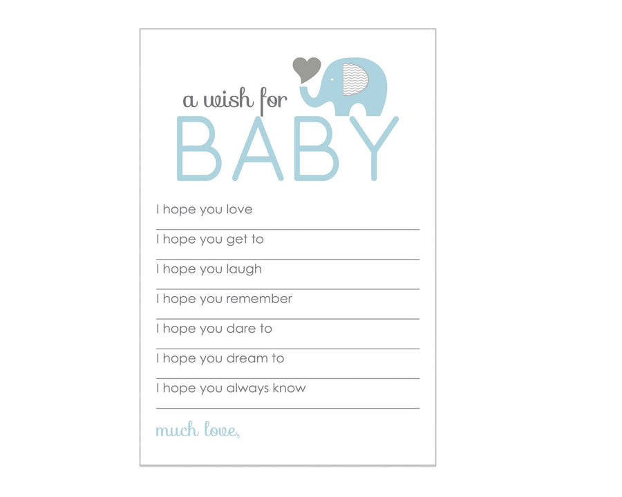 Boy Baby Shower Blue Elephant Advice Cards - 20-Pack Keepsake Wishes, 4x6 Memory Activity Set - Paper Clever Party