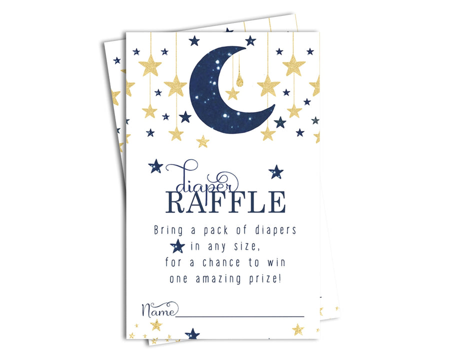 Twinkle Little Star Diaper Raffle Tickets for Boys - Baby Shower Game Inserts, 50 Pack - Paper Clever Party