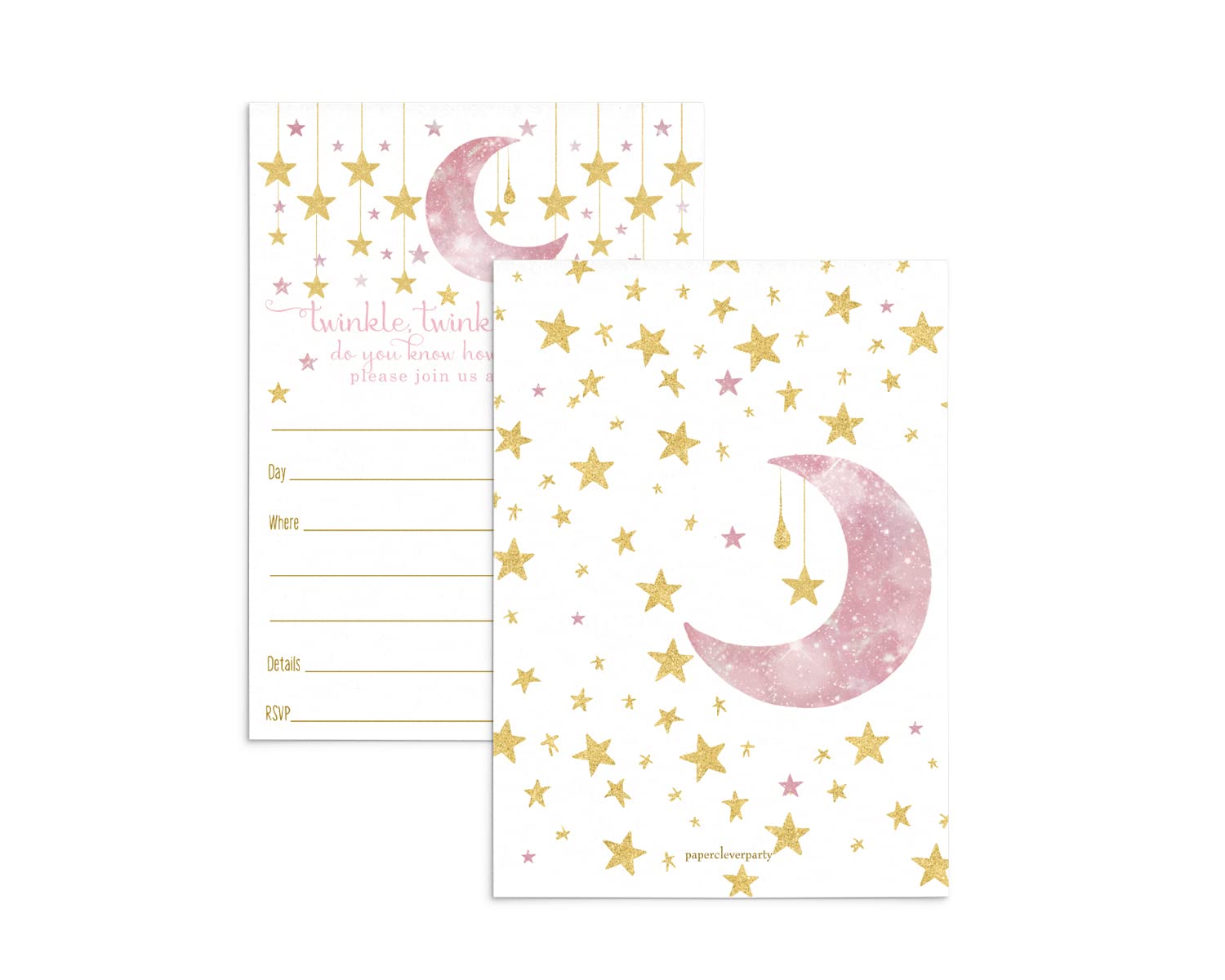 Gold, 4x6 Invite Cards, 15 Guest PackPaper Clever Party