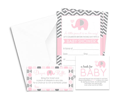 Paper Clever Party Pink Elephant Baby Shower Invitation Bundle Includes Blank InvitesPaper Clever Party