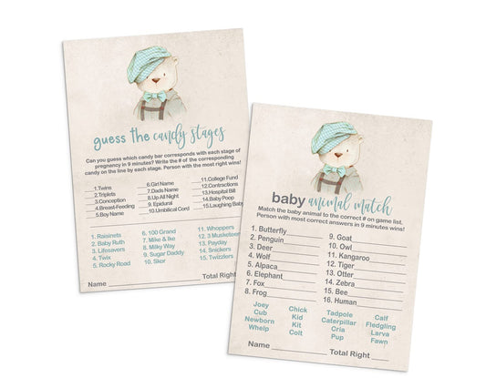 Teddy Bear Baby Shower Game Cards 2-Paper Clever Party
