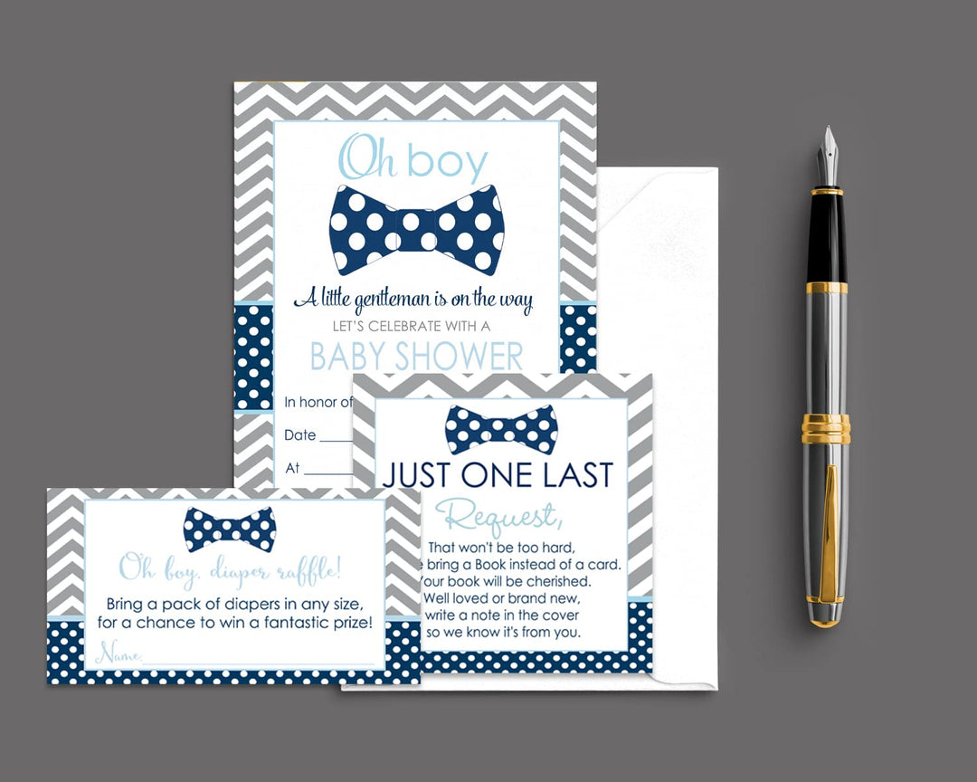 Bow Tie Baby Shower Invitations Bundle, 25 Guests - Paper Clever Party