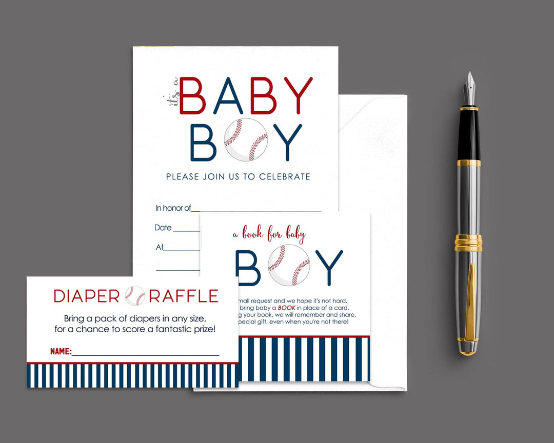 Home Run Baseball Themed Baby Shower Invitations (25 Count) - Paper Clever Party