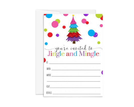Festive Events, Kids, Adults, Groups, Merry Bright Funky 4x6 Card Set, 25 GuestsPaper Clever Party