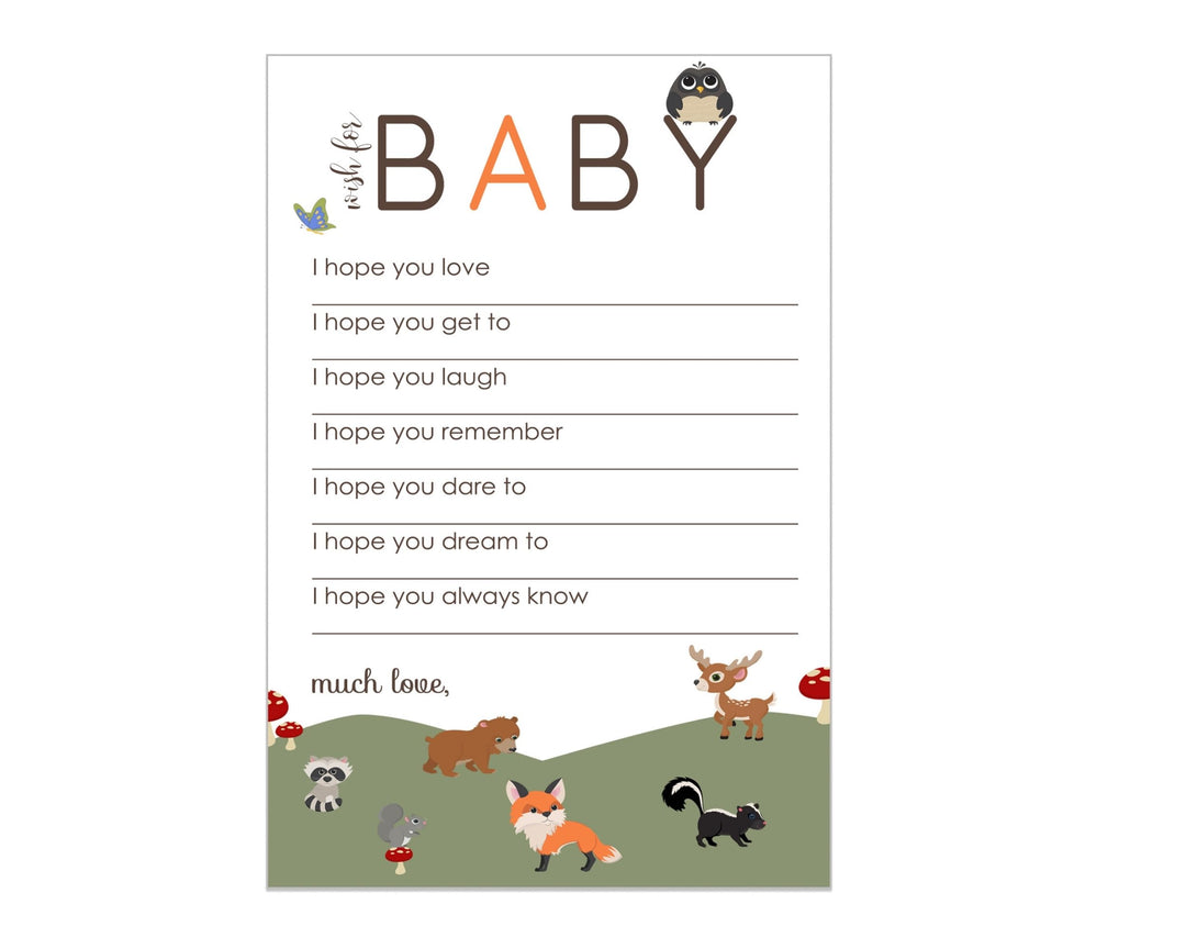 Woodland Baby Shower Advice Cards - 20-Pack Neutral Wishes, 4x6 Birthday Memory Guest Book Alternative - Paper Clever Party