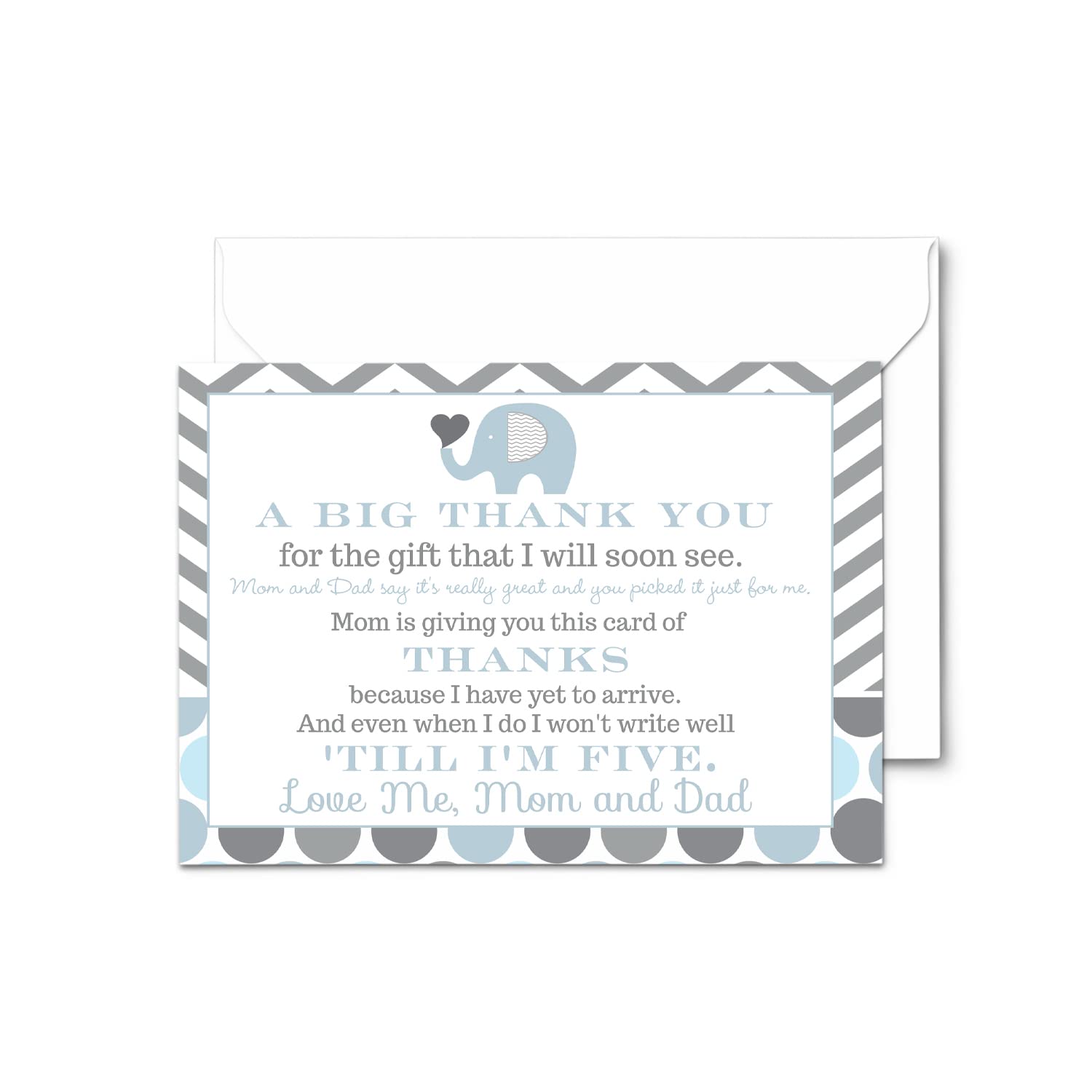 Elephant Thank You Cards for Boys – Prewritten Notes with Envelopes (Pack of 25) - Paper Clever Party