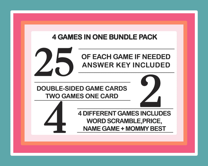 Elephant Elegance - Cottage Elephant Baby Shower Game Set, Pink, 5x7 Cards (25 ct) - Paper Clever Party