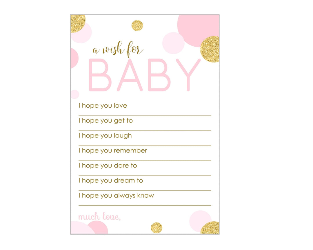 Pink & Gold Girl Baby Shower Advice Cards - 20-Pack Keepsake Wishes, 4x6 Memory Activity Set - Paper Clever Party