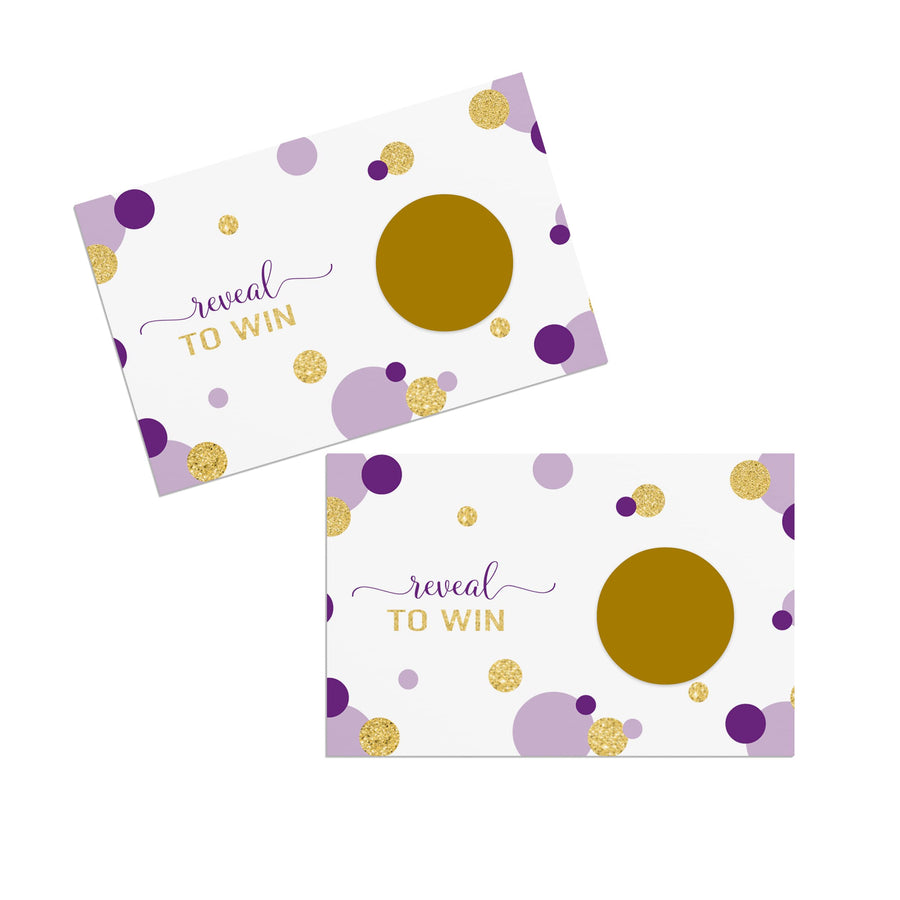 Purple & Gold Scratch Off Game Cards (30 Pack) - Elegant Fun for Any Occasion - Paper Clever Party