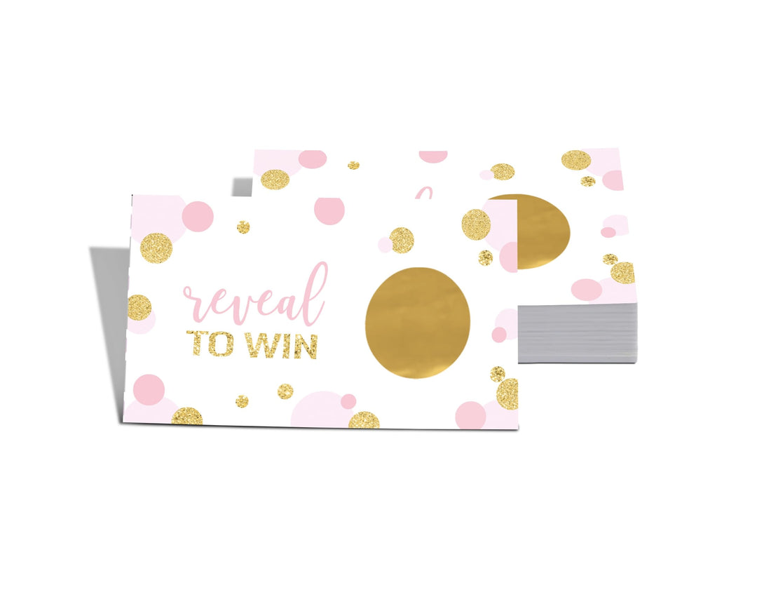 Pink & Gold Elegance Scratch-Off Game Cards (28 Pack) - Chic for Wedding, Baby Showers, Graduation, Retirement - Paper Clever Party