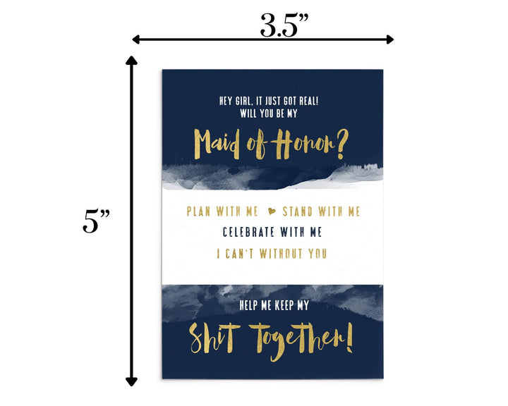 Navy and Blush Bridesmaid Invitation Cards (6-Pack) - Paper Clever Party