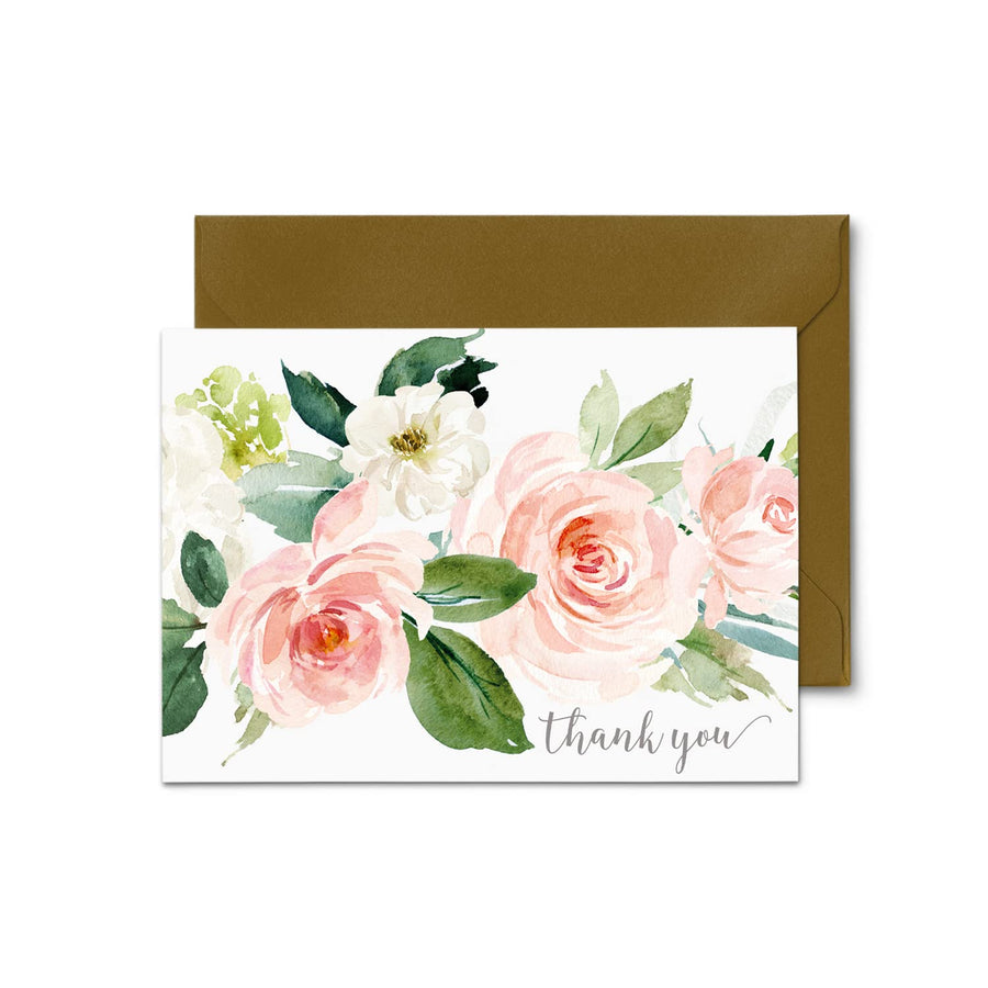 Graceful Thank You Cards with Gold Envelopes, 20 Pack - Paper Clever Party