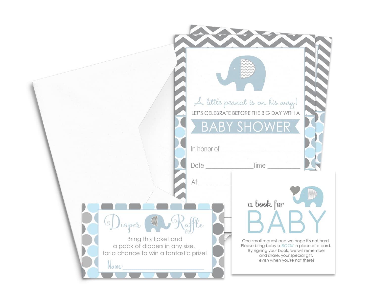 Paper Clever Party Blue Elephant Baby Shower Invitation BundlePaper Clever Party