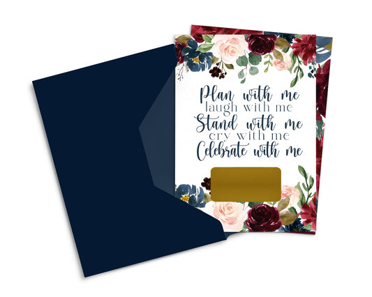 Elegant Floral Bridesmaid Cards, Bridal Party ScratchPaper Clever Party