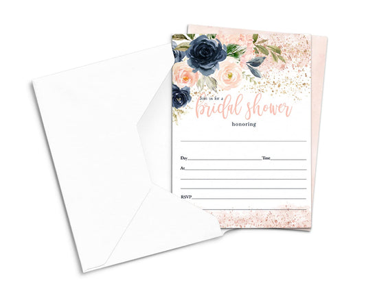Pink Theme Floral – Printed Party Invite Card Set 5x7Paper Clever Party