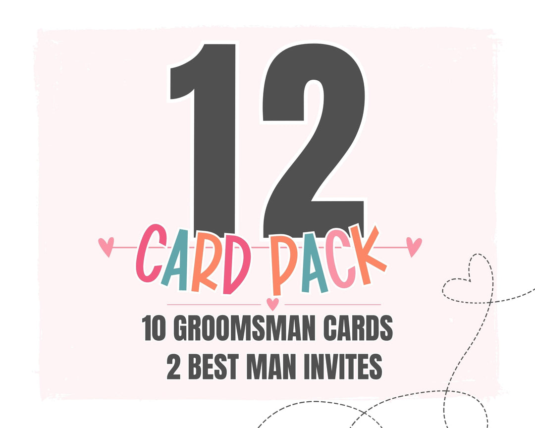 Modern Tie Groomsmen Wedding Invitations - 12-Pack with Black Envelopes - Paper Clever Party