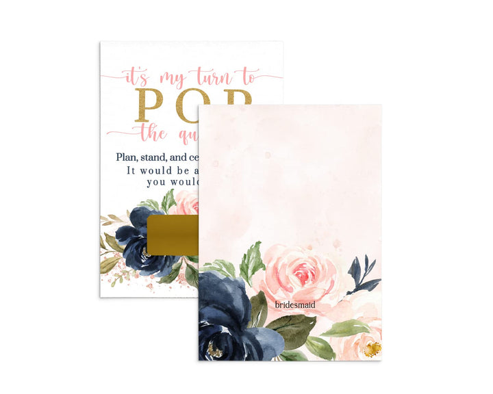 Pink and Gold Floral ‘Pop the Question’ Bridesmaid Cards (12-Pack) - Paper Clever Party