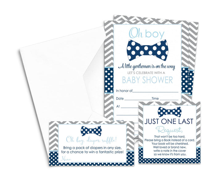 Bow Tie Baby Shower Invitations Bundle, 25 Guests - Paper Clever Party