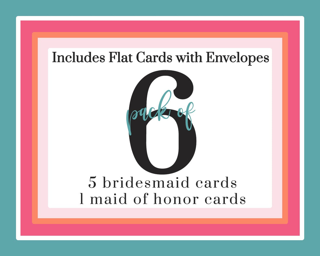 Bridesmaid Cards with Envelopes, Black and Gold, 6 Pack - Paper Clever Party