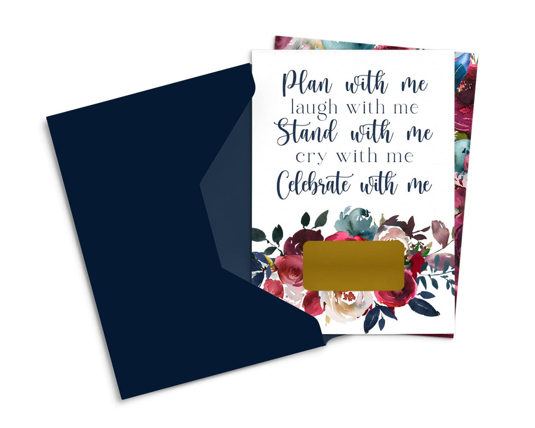 Indigo Floral Bridesmaid Scratch-Off Invitations (7-Pack) - Paper Clever Party