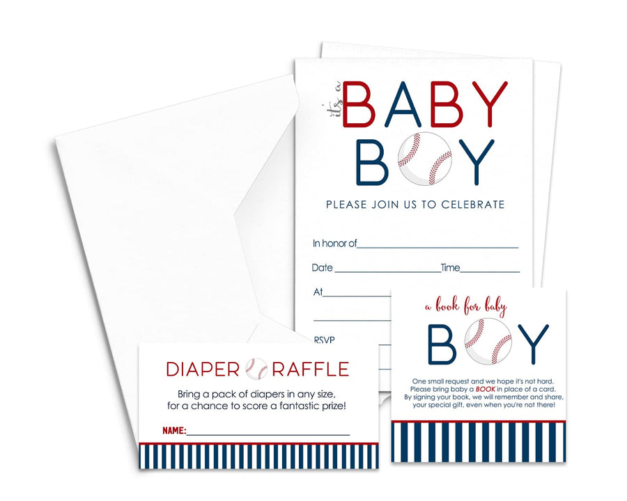 Home Run Baseball Themed Baby Shower Invitations (25 Count) - Paper Clever Party