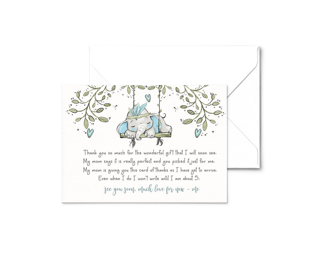 Elephant Baby Shower Thank You Cards – Prewritten Notes for Boys and Girls (Pack of 25) - Paper Clever Party