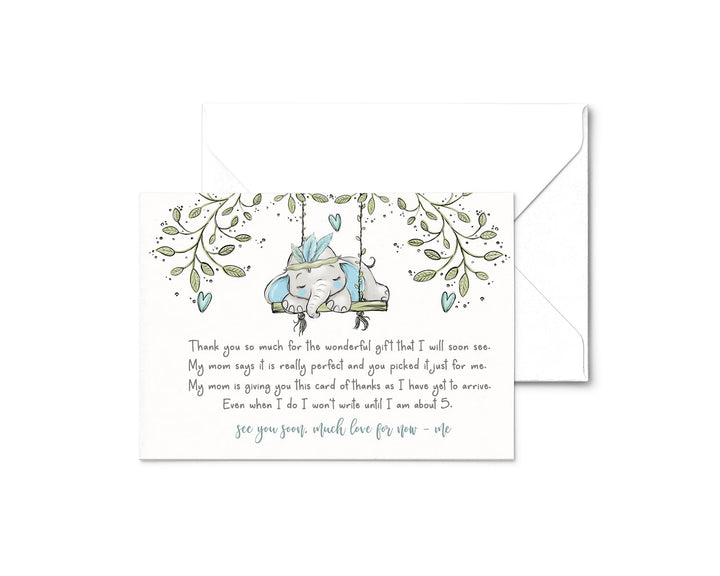 Elephant Baby Shower Thank You Cards – Prewritten Notes for Boys and Girls (Pack of 25) - Paper Clever Party