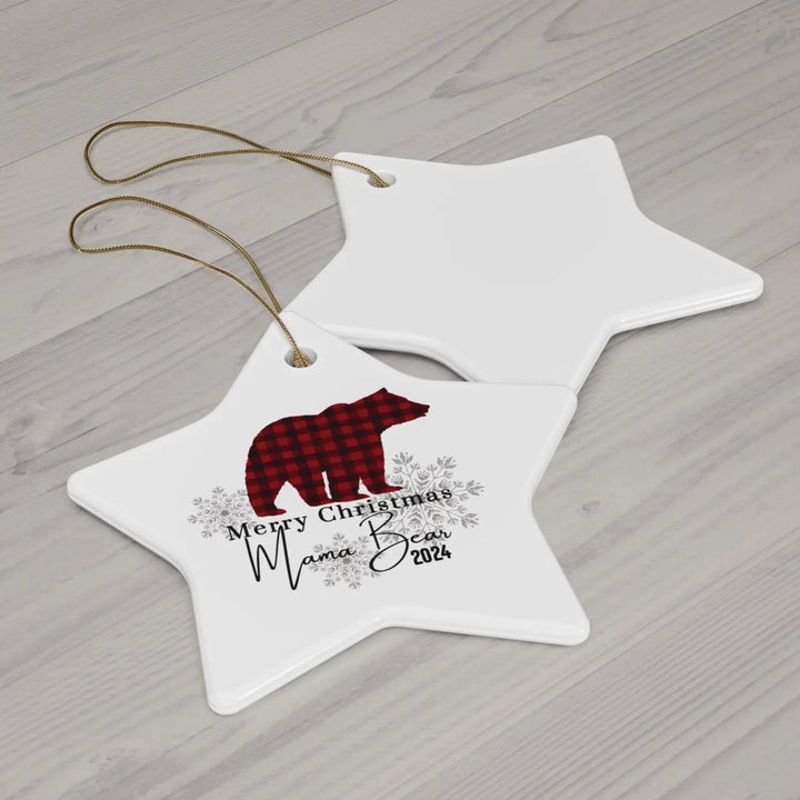 Ceramic ornaments lumberjack style christmas decor personalized xmas tree decoration 4 shapes heart star snowflake